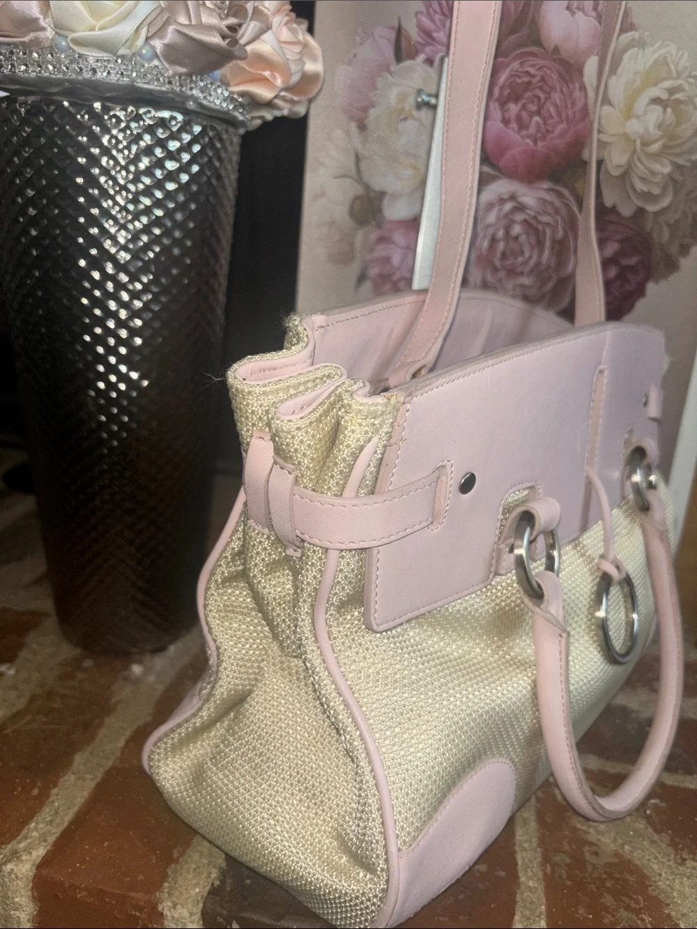 Antonio Melani Soft Pink & Cream Women’s Tote Bag